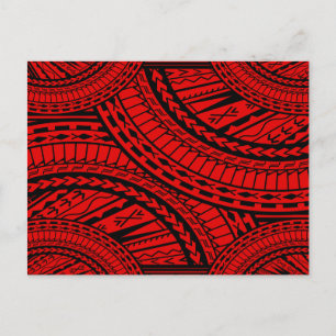 Tribal Aztec Art Red Black Briefkaart