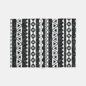 Tribal Aztec Black Glitter White Geometric Shapes Fleece Deken (Voorkant (Horizontaal))