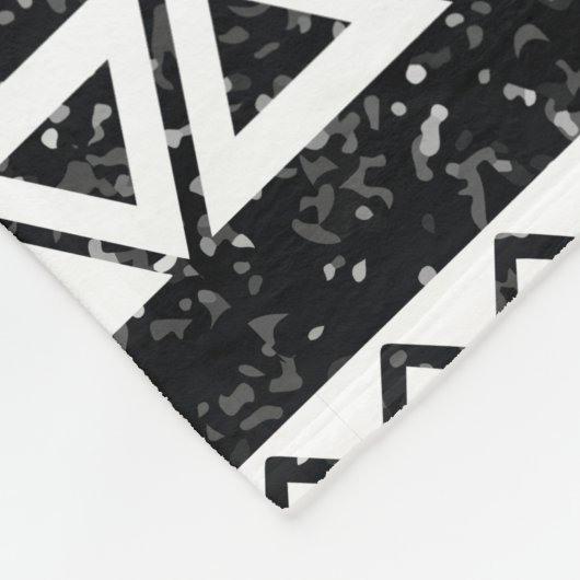 Tribal Aztec Black Glitter White Geometric Shapes Fleece Deken (Hoek)