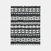 Tribal Aztec Black Glitter White Geometric Shapes Fleece Deken (Voorkant)