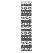 Tribal Aztec Black Glitter White Geometric Shapes Korte Tafelloper (Voorkant)
