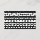 Tribal Aztec Black Glitter White Geometric Shapes Visitekaartje (Voorkant)