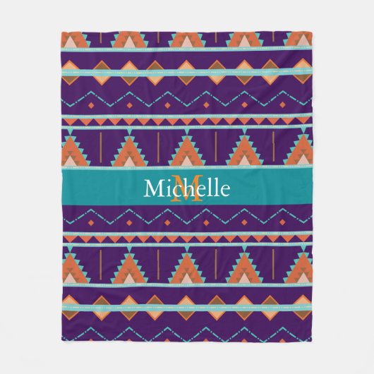 Tribal Aztec Bohemian Fleece Deken (Voorkant)