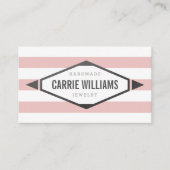 TRIBAL AZTEC BOHO LOGO gestreepte eenvoudige roze  Visitekaartje (Voorkant)