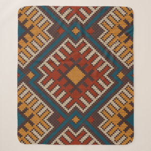 Tribal Aztec, gebreid wolpatroon. Sherpa Deken