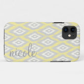 Tribal Aztec Geel & Grijs Modern Gepersonaliseerd Case-Mate iPhone Case (Achterkant (horizontaal))