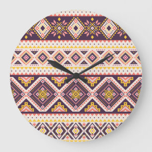 Tribal Aztec gestreept, geometrisch patroon. Grote Klok