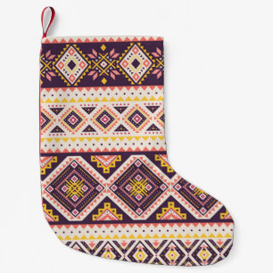 Tribal Aztec gestreept, geometrisch patroon. Kleine Kerstsok