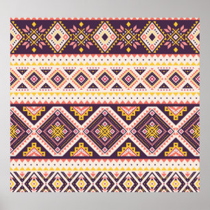 Tribal Aztec gestreept, geometrisch patroon. Poster