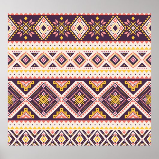Tribal Aztec gestreept, geometrisch patroon. Poster (Voorkant)