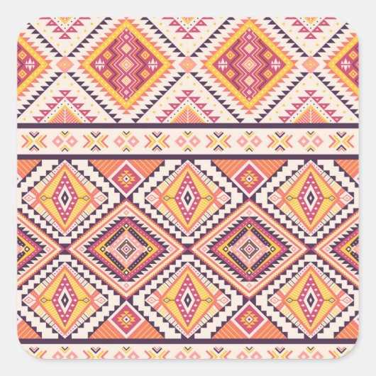 Tribal Aztec gestreepte naadloze achtergrond Vierkante Sticker (Voorkant)