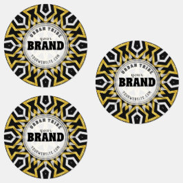 Tribal Aztec Gold Sun Black+White merk Sticker