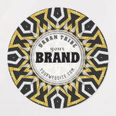 Tribal Aztec Gold Sun Black+White merk Sticker (Design 2)