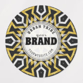 Tribal Aztec Gold Sun Black+White merk Sticker (Design 1)