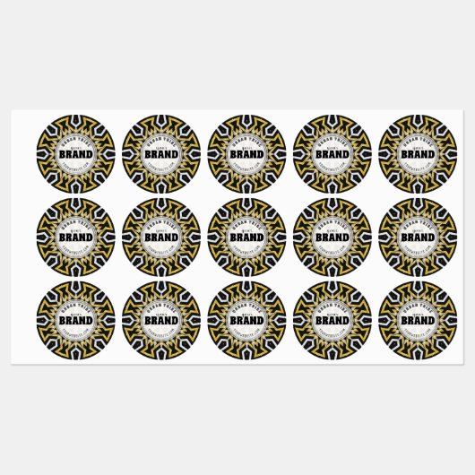 Tribal Aztec Gold Sun Black+White merk Sticker (Vel)