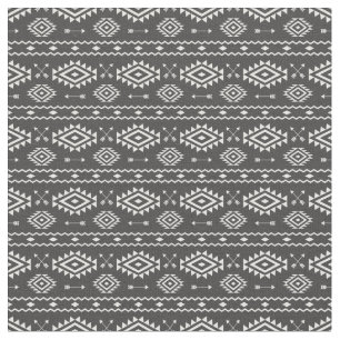 Tribal Aztec Grey and White Pattern Stof