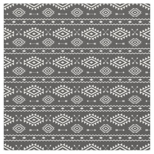 Tribal Aztec Grey and White Pattern Stof (Close Up)