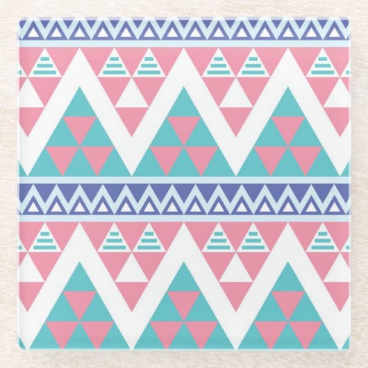 Tribal aztec kleurig patroon glazen onderzetter (Voorkant)