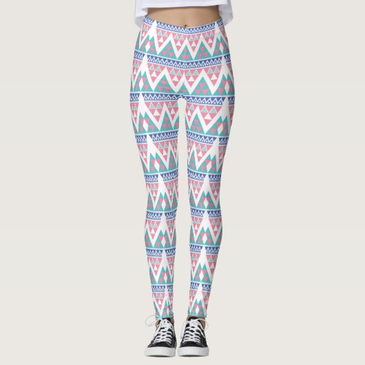 Tribal aztec kleurig patroon leggings (Voorkant)