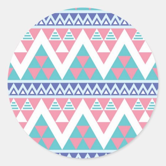 Tribal aztec kleurig patroon ronde sticker (Voorkant)