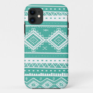 Tribal Aztec Lace Pattern (aquamarine) iPhone 11 Hoesje