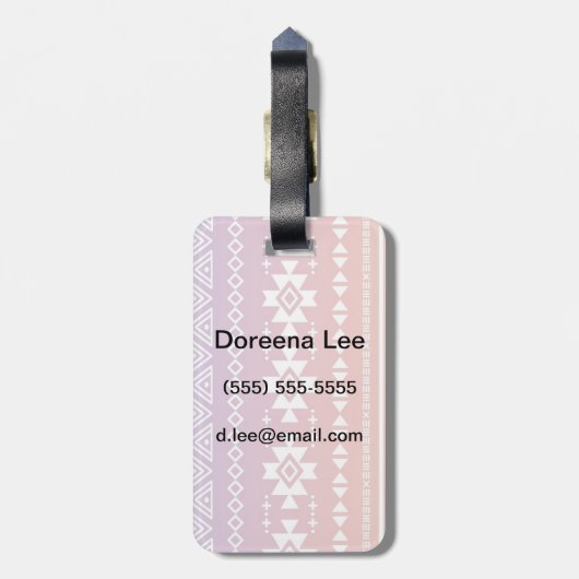 Tribal aztec ombre patroon bagagelabel (Achterkant verticaal)