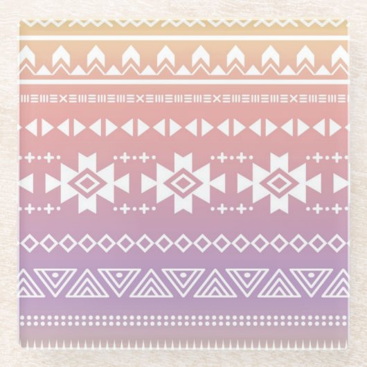 Tribal aztec ombre patroon glazen onderzetter (Voorkant)