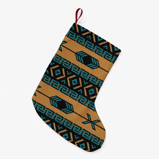 Tribal Aztec Patroon Zuidwest Kerstmis Kerstmis Kleine Kerstsok (Voorkant (Hangend))