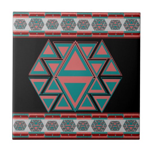 Tribal Aztec Pattern Ceramic Tile Tegeltje (Voorkant)