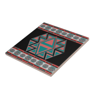 Tribal Aztec Pattern Ceramic Tile Tegeltje