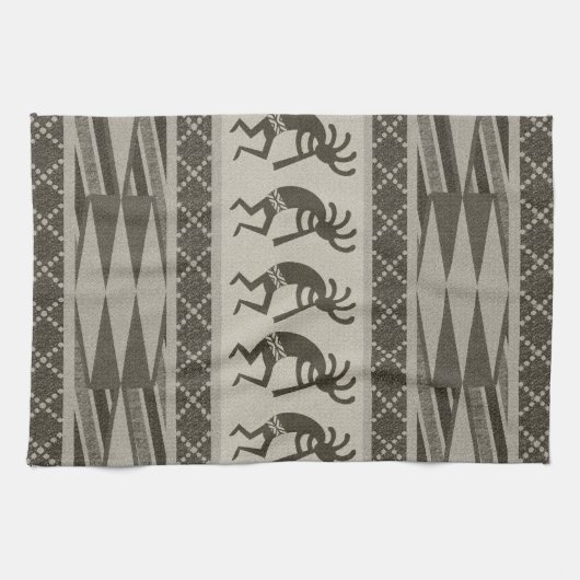 Tribal Aztec Pattern Kokopelli Southwest Theedoek (Horizontaal)
