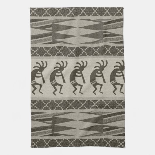 Tribal Aztec Pattern Kokopelli Southwest Theedoek (Verticaal)