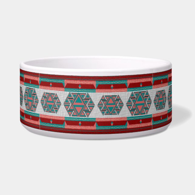 Tribal Aztec Pattern Pet Dog Cat Bowl Large 40 oz. Voerbakje (Voorkant)