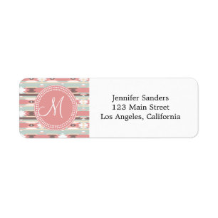 Tribal Aztec roze monogram patroon Etiket