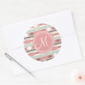 Tribal Aztec roze monogram patroon Ronde Sticker (Envelop)