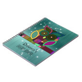 Tribal Aztec Uil op Blauwgroen (faux) geborsteld m Notitieboek (Linkerzijde)