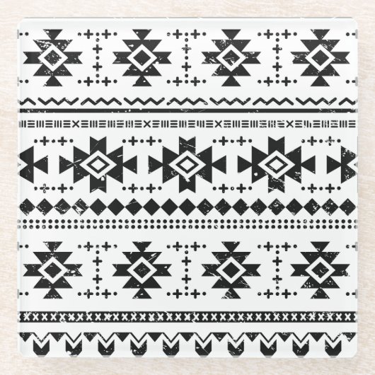Tribal aztec,  witte achtergrond. glazen onderzetter (Voorkant)