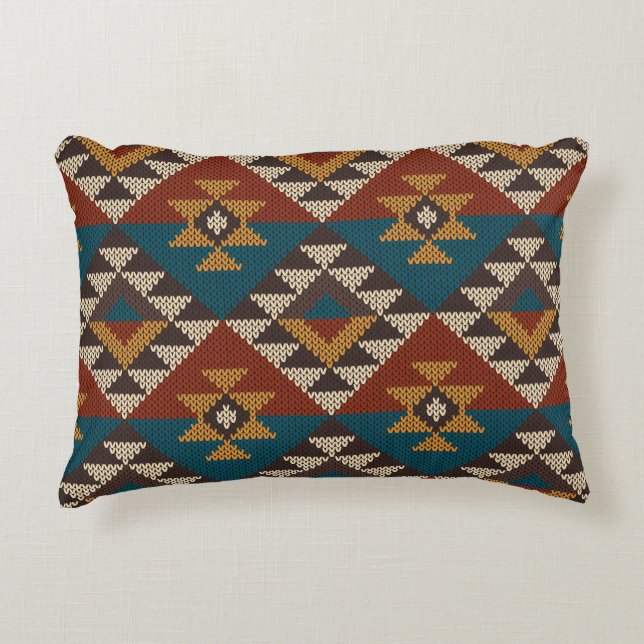 Tribal Aztec wol gebreide textuur. Accent Kussen (Voorkant)