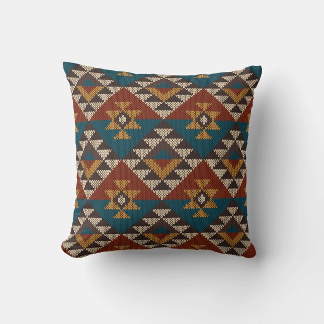 Tribal Aztec wol gebreide textuur. Kussen (Voorkant)
