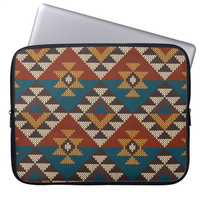 Tribal Aztec wol gebreide textuur. Laptop Sleeve (Voorkant)
