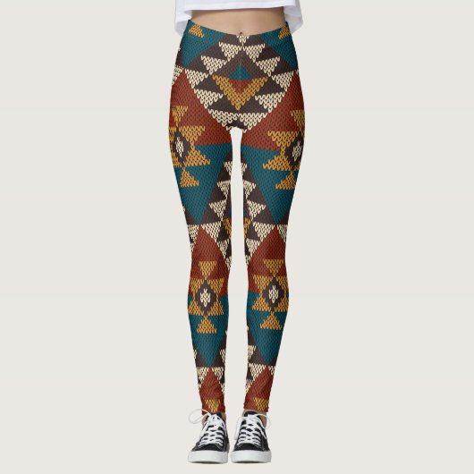 Tribal Aztec wol gebreide textuur. Leggings (Voorkant)