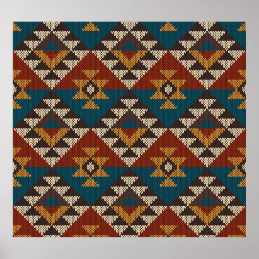 Tribal Aztec wol gebreide textuur. Poster (Voorkant)