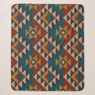 Tribal Aztec wol gebreide textuur. Sherpa Deken