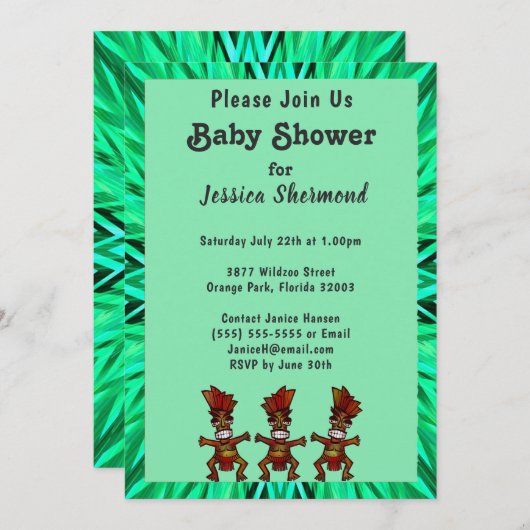 Tribal Baby shower Emerald Green Abstract Kaart (Voorkant / Achterkant)