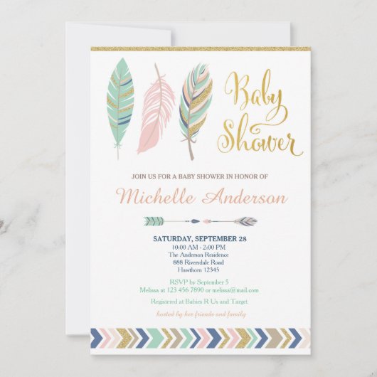 Tribal Baby shower Invitation / Boho Baby shower Kaart (Voorkant)