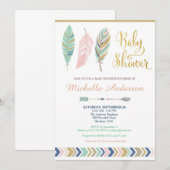 Tribal Baby shower Invitation / Boho Baby shower Kaart (Voorkant / Achterkant)