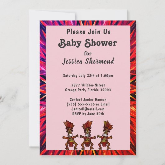 Tribal Baby shower Roze naar Rood Abstract Kaart (Voorkant)