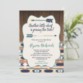 Tribal baby shower uitnodiging jongen, kleine chef (Staand voorkant)