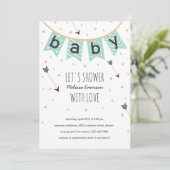 Tribal Baby Shower-uitnodigingen | Neutrale mint Kaart (Staand voorkant)