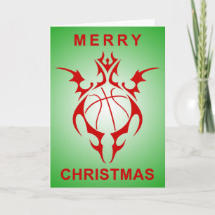 Tribal Basketbal Vrolijk Kerstfeest Feestdagen Kaart